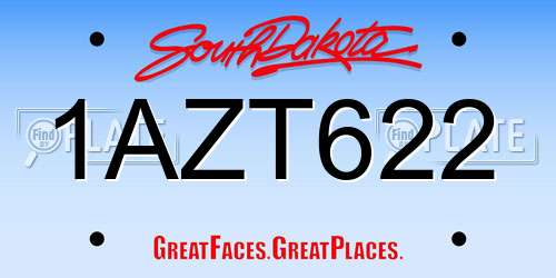 1AZT622 South Dakota License Plate