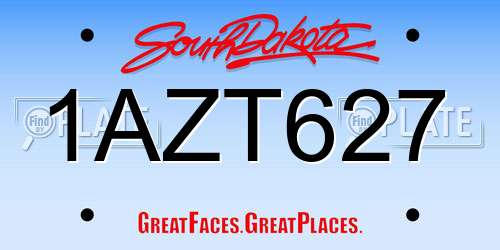 1AZT627 South Dakota License Plate