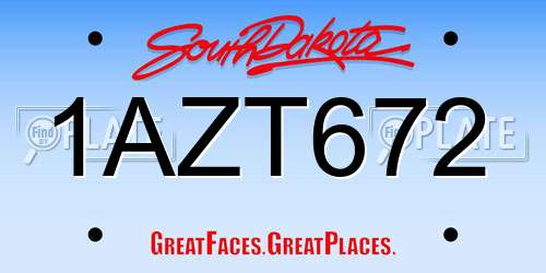 1AZT672 South Dakota License Plate