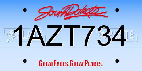 1AZT734 South Dakota License Plate