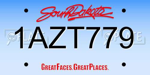 1AZT779 South Dakota License Plate