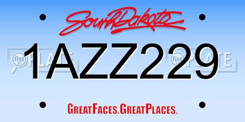 1AZZ229 South Dakota License Plate