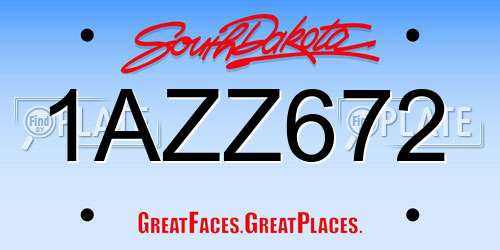 1AZZ672 South Dakota License Plate