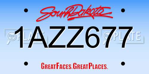 1AZZ677 South Dakota License Plate