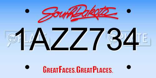 1AZZ734 South Dakota License Plate