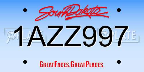 1AZZ997 South Dakota License Plate