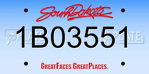 1B03551 South Dakota License Plate