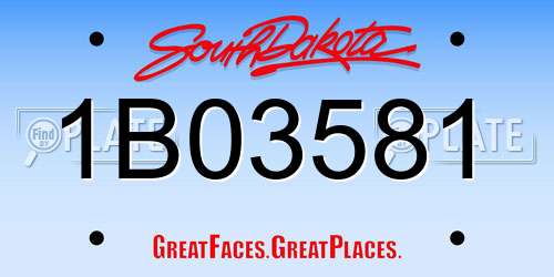 1B03581 South Dakota License Plate