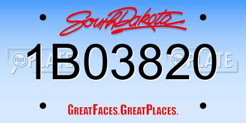 1B03820 South Dakota License Plate