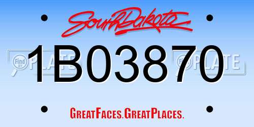 1B03870 South Dakota License Plate
