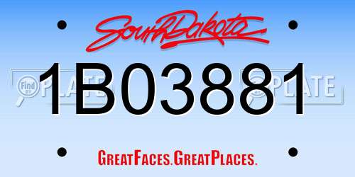 1B03881 South Dakota License Plate