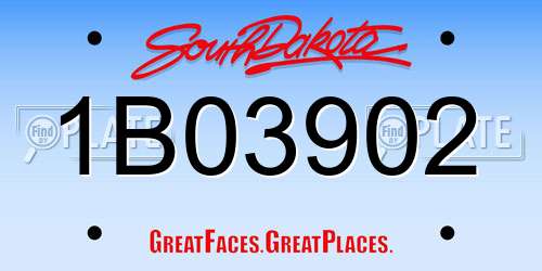 1B03902 South Dakota License Plate