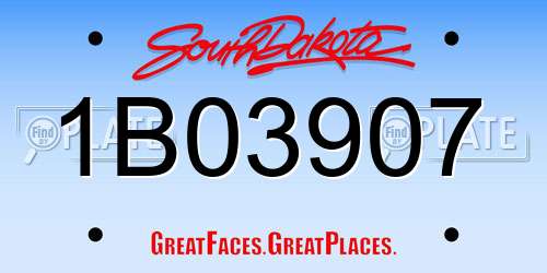 1B03907 South Dakota License Plate