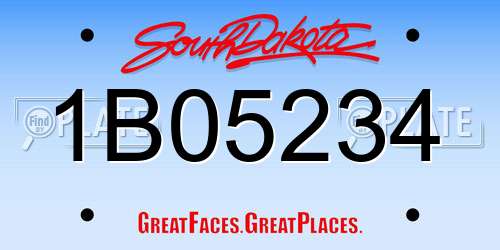 1B05234 South Dakota License Plate