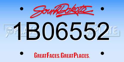 1B06552 South Dakota License Plate