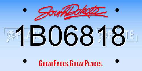 1B06818 South Dakota License Plate
