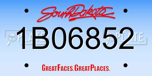 1B06852 South Dakota License Plate