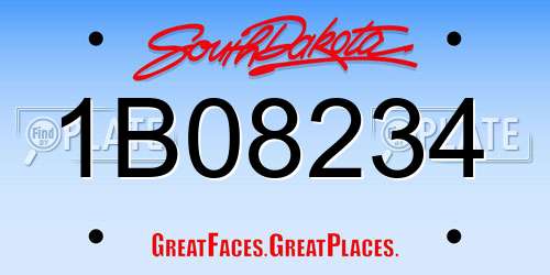 1B08234 South Dakota License Plate