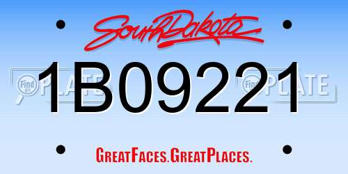 1B09221 South Dakota License Plate