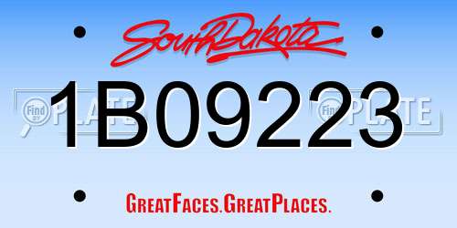 1B09223 South Dakota License Plate