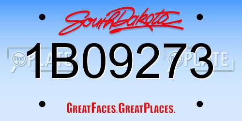 1B09273 South Dakota License Plate