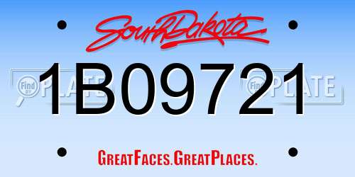 1B09721 South Dakota License Plate