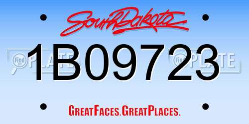 1B09723 South Dakota License Plate