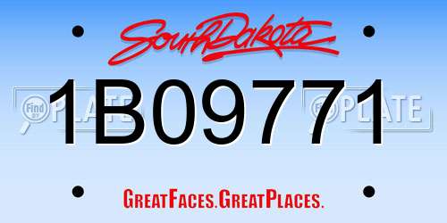 1B09771 South Dakota License Plate