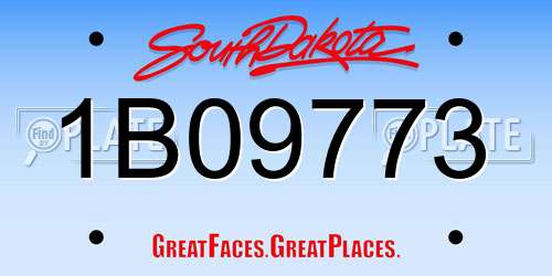 1B09773 South Dakota License Plate