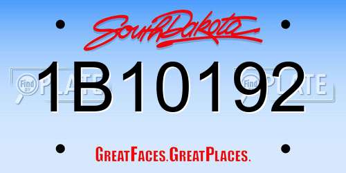 1B10192 South Dakota License Plate