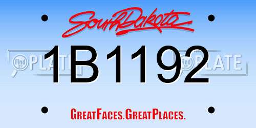 1B1192 South Dakota License Plate