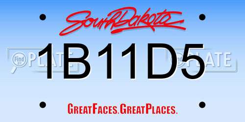 1B11D5 South Dakota License Plate