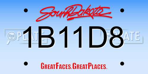 1B11D8 South Dakota License Plate