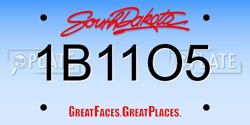 1B11O5 South Dakota License Plate