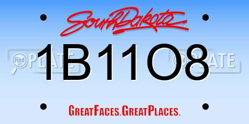 1B11O8 South Dakota License Plate