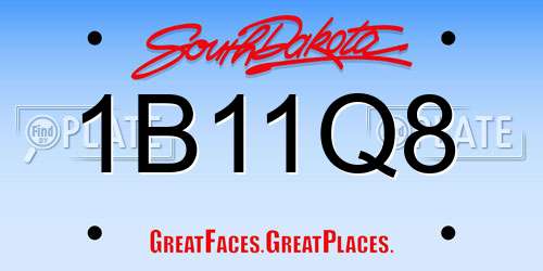 1B11Q8 South Dakota License Plate