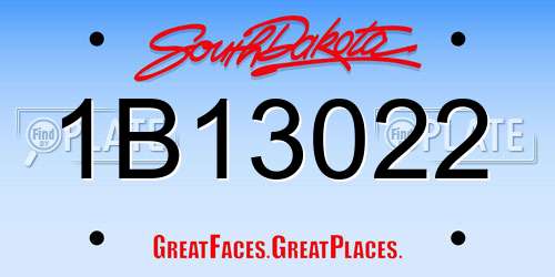1B13022 South Dakota License Plate