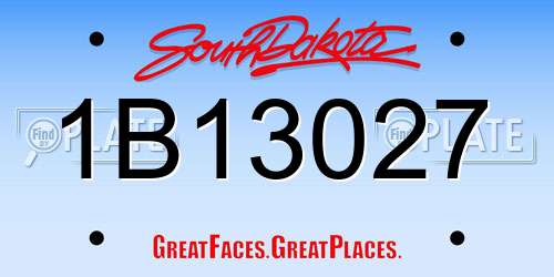 1B13027 South Dakota License Plate