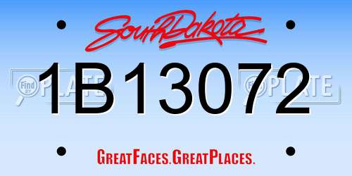 1B13072 South Dakota License Plate