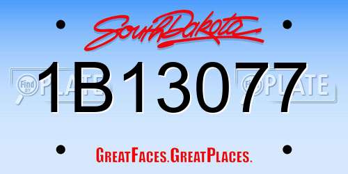 1B13077 South Dakota License Plate