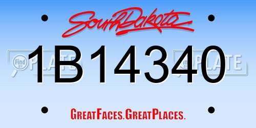 1B14340 South Dakota License Plate