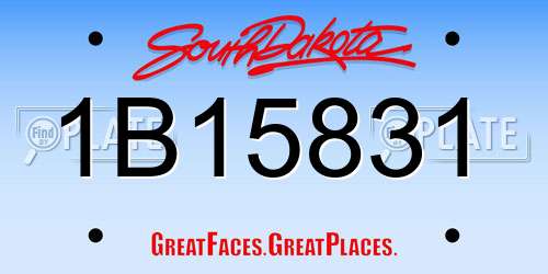 1B15831 South Dakota License Plate