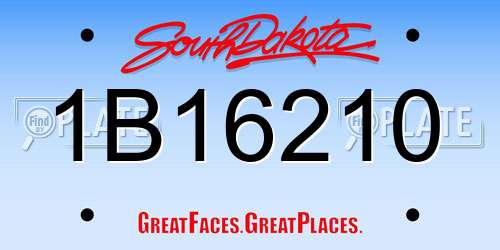 1B16210 South Dakota License Plate