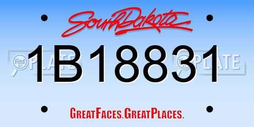 1B18831 South Dakota License Plate