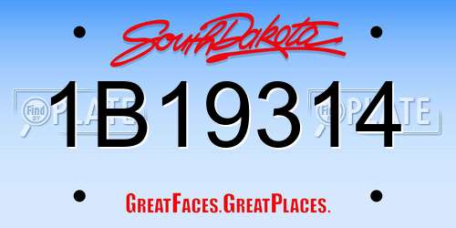 1B19314 South Dakota License Plate