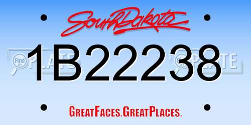 1B22238 South Dakota License Plate