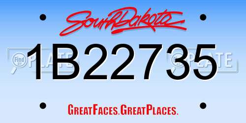 1B22735 South Dakota License Plate