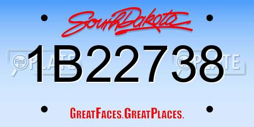 1B22738 South Dakota License Plate