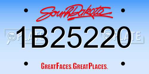 1B25220 South Dakota License Plate