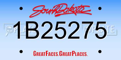 1B25275 South Dakota License Plate
